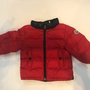 BABY MONCLER COAT RED/BLACK $299 SIZE 3-6 Months